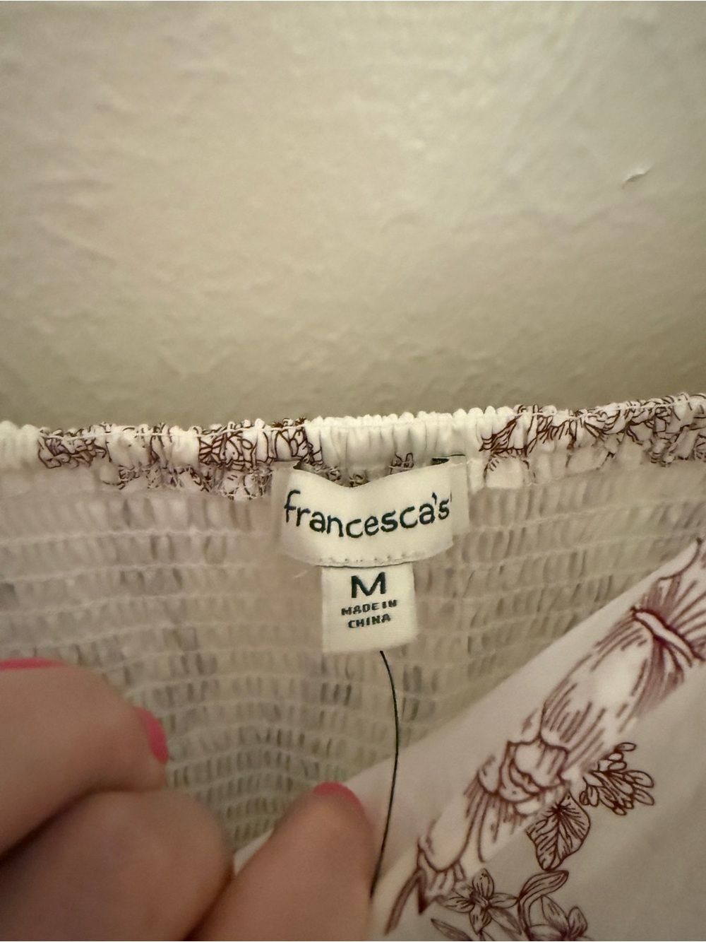 White and Burgundy Toile/Cottagecore Floral Print Midi Dress - Picture 3 of 7